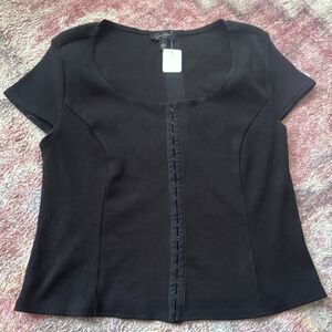 Jessica Simpson Women's Black Scoop Neck Short Sleeve Knit Blouse Size L